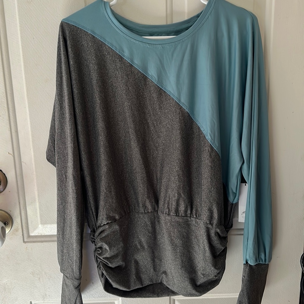 TAHARI SPORT WOMEN’S ATHLETIC LONG SLEEVE TOP: BLUE/GRAY: NWT: SZ M